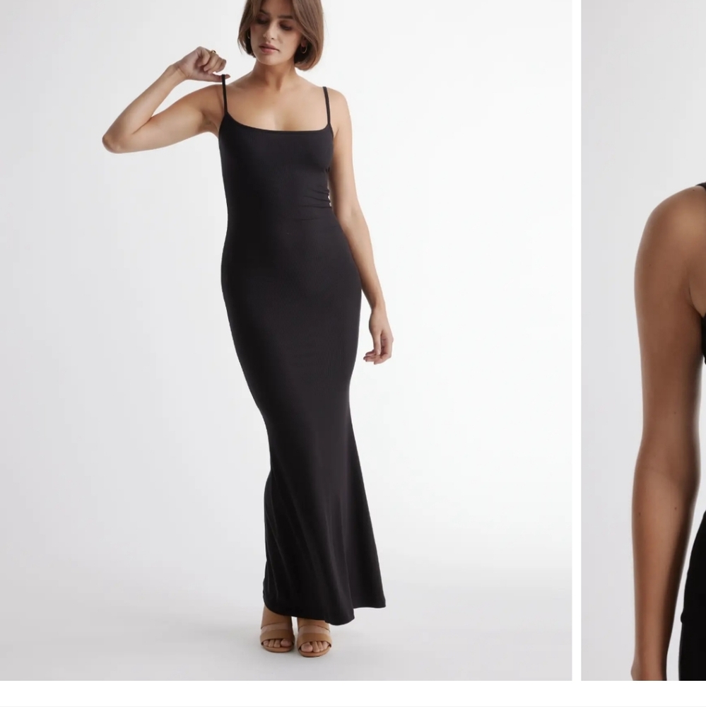 Quince BLACKTencel Ribbed Maxi Dress - Picture 3 of 9